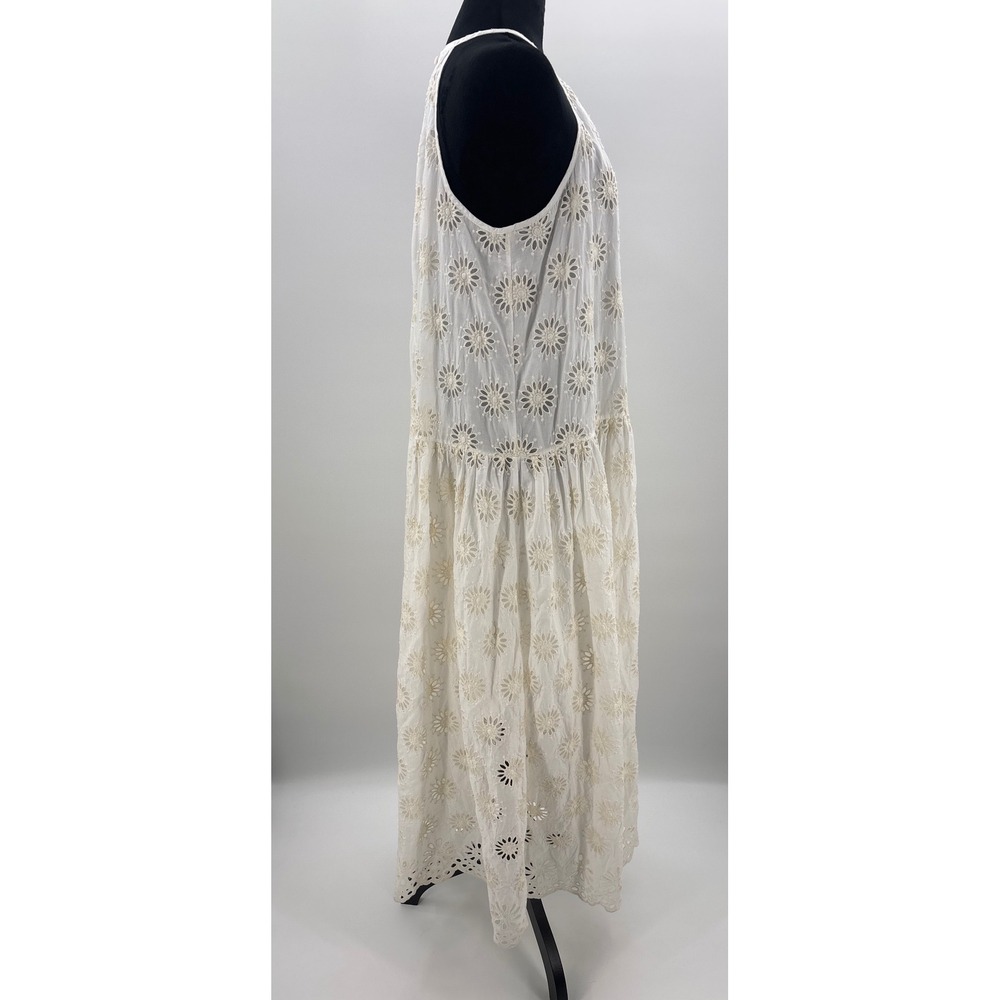Madewell Halter Floral Eyelet Drop Waist Maxi Dress Antique Cream size L NV409 - Picture 7 of 13
